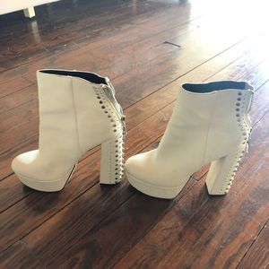 Dolce Vita White studded platform booties